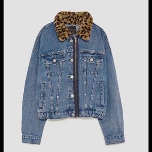 Zara Denim Jean Jacket Removable Collar